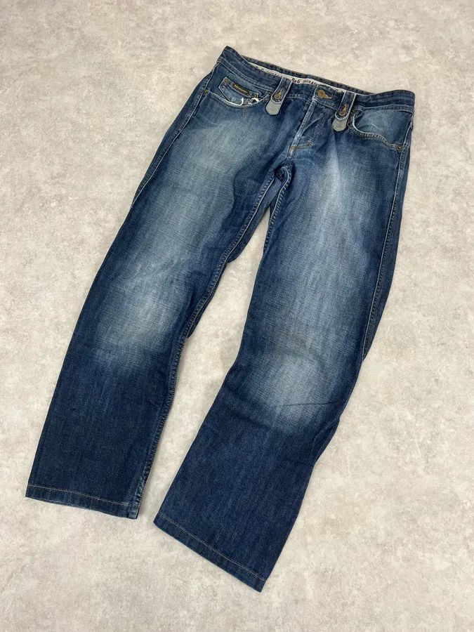 AW2004 Dolce & Gabbana Blue Biker Faded Denim Jeans - Image 5