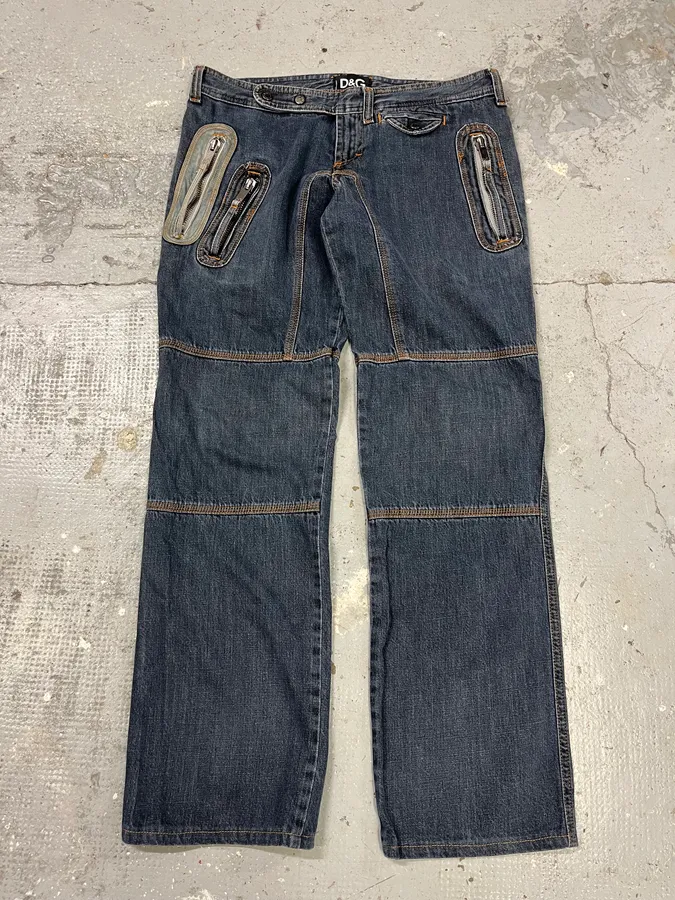 AW2004 Dolce & Gabbana Blue Denim Biker Jeans