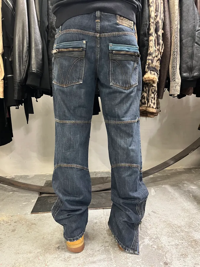AW2004 Dolce & Gabbana Blue Denim Biker Jeans - Image 3