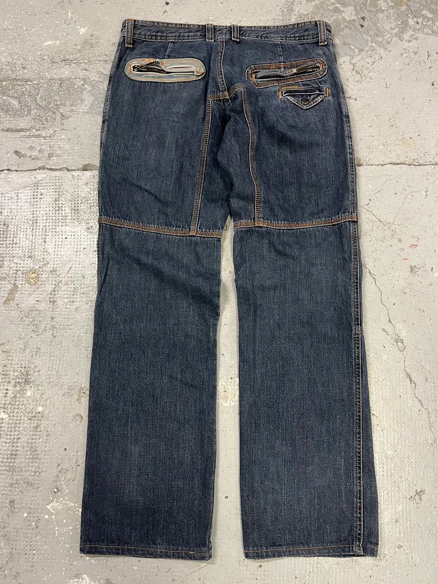 AW2004 Dolce & Gabbana Blue Denim Biker Jeans - Image 4