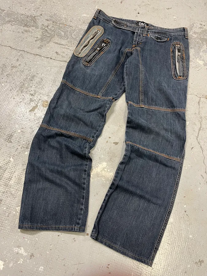 AW2004 Dolce & Gabbana Blue Denim Biker Jeans - Image 5