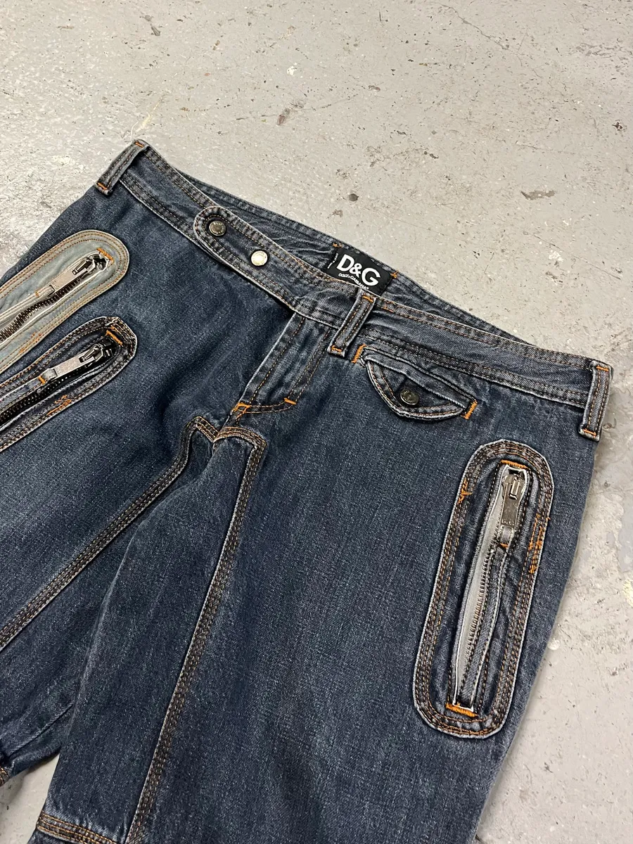 AW2004 Dolce & Gabbana Blue Denim Biker Jeans - Image 8