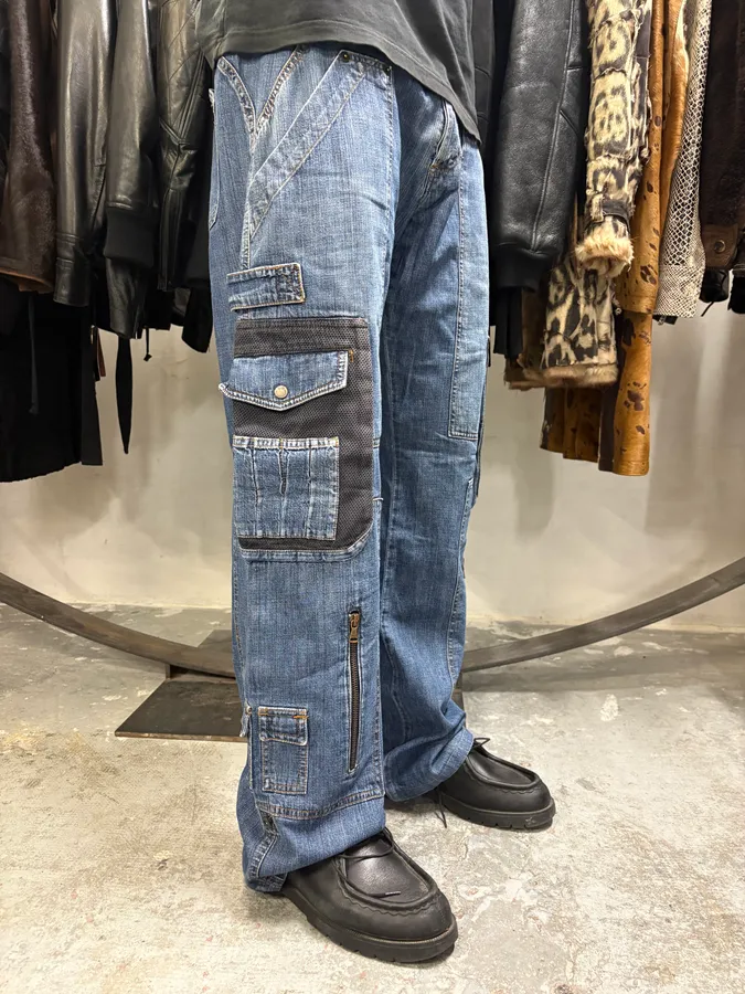 AW2004 Dolce & Gabbana Blue Hybrid Cargo Denim Jeans - Image 2