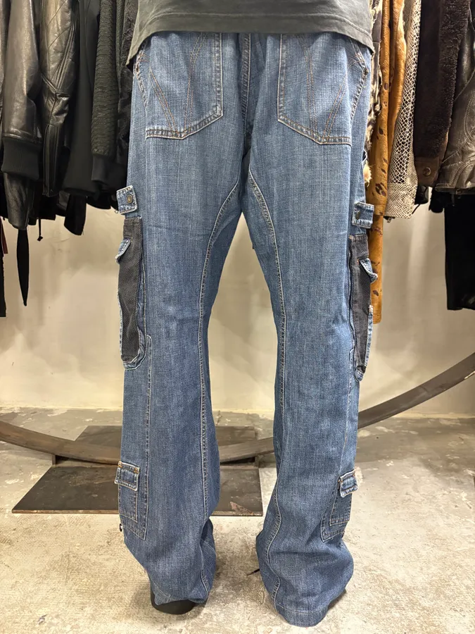 AW2004 Dolce & Gabbana Blue Hybrid Cargo Denim Jeans - Image 4