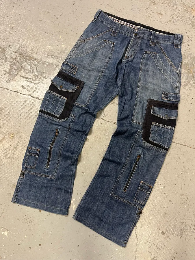 AW2004 Dolce & Gabbana Blue Hybrid Cargo Denim Jeans - Image 5