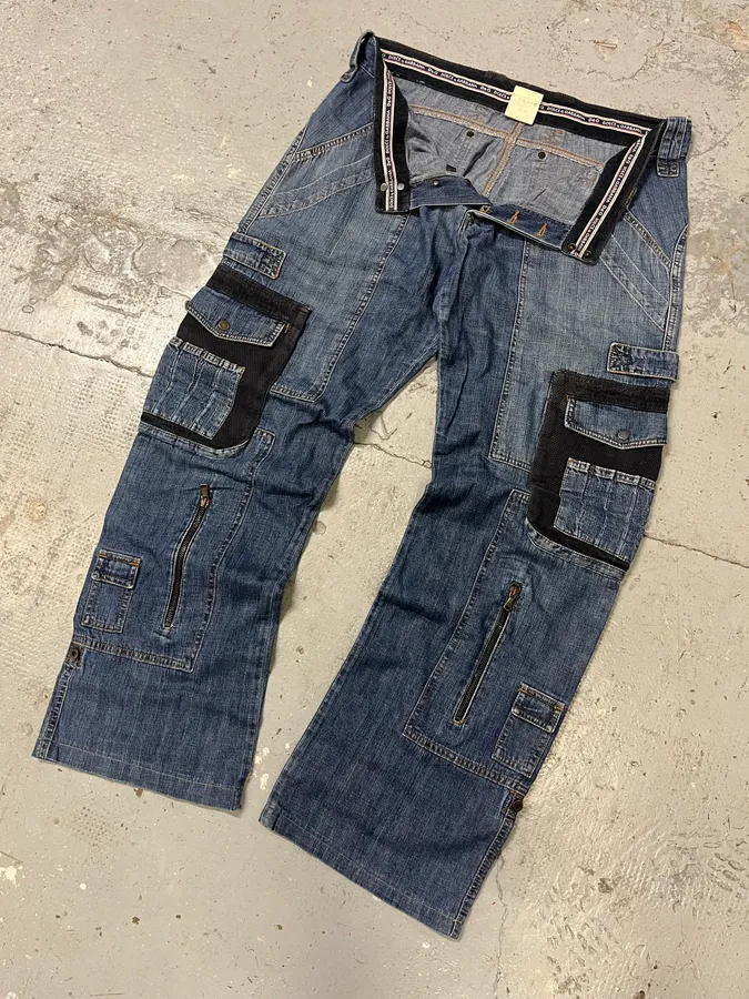 AW2004 Dolce & Gabbana Blue Hybrid Cargo Denim Jeans - Image 6