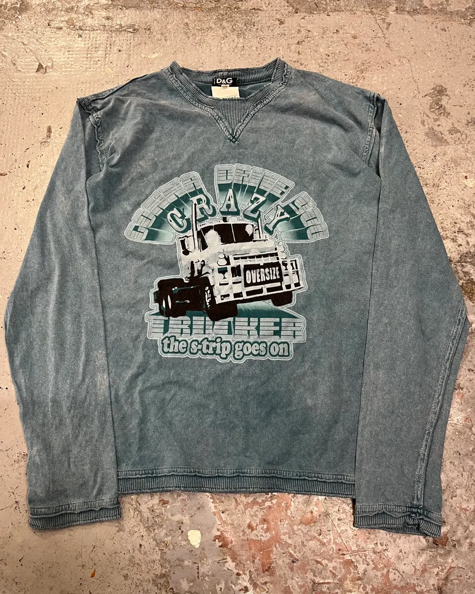 AW2004 Dolce & Gabbana Blue Teal Truck Graphic Longsleeve - Image 4