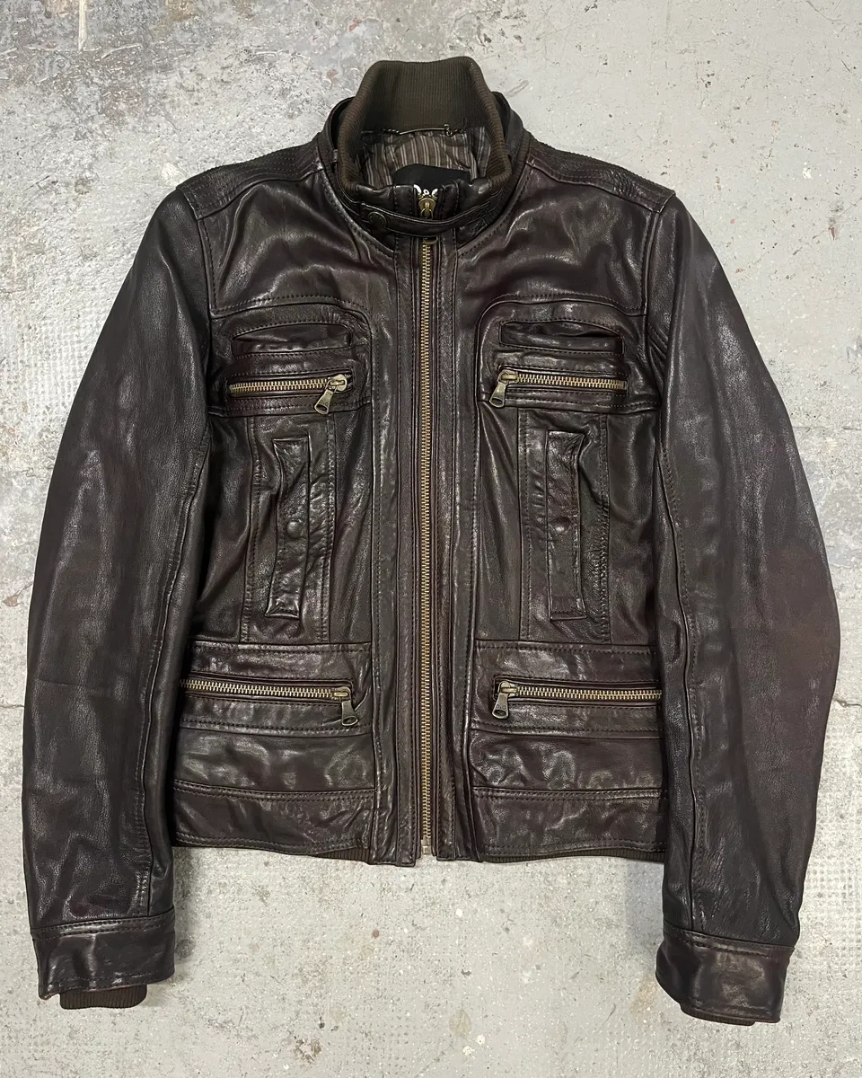 AW2004 Dolce & Gabbana Brown Alpha Leather Jacket