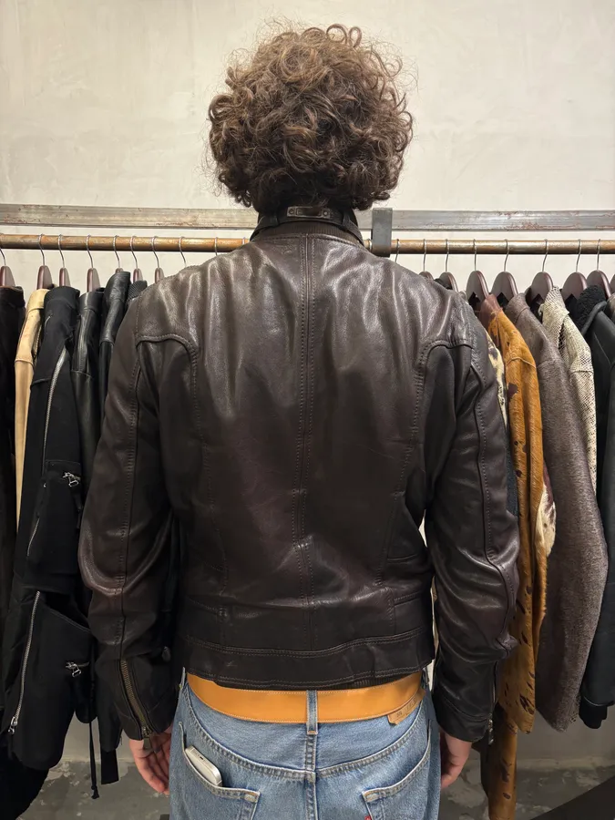 AW2004 Dolce & Gabbana Brown Alpha Leather Jacket - Image 3