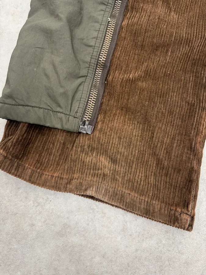 AW2004 Dolce & Gabbana Brown Corduroy & Green Nylon Aviator Cargo Pants - Image 8