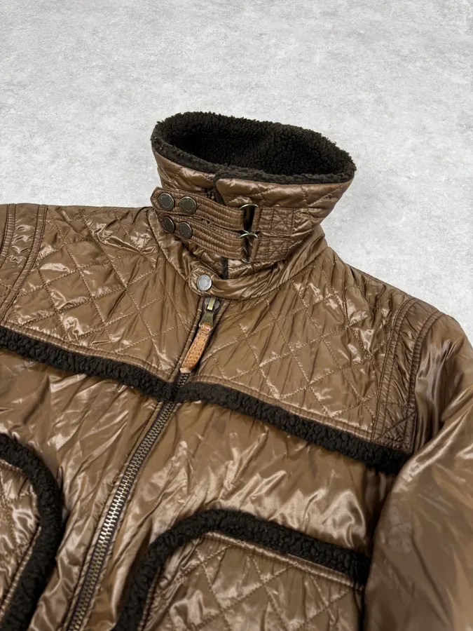 AW2004 Dolce & Gabbana Brown Hybrid Shearling Nylon Jacket - Image 6