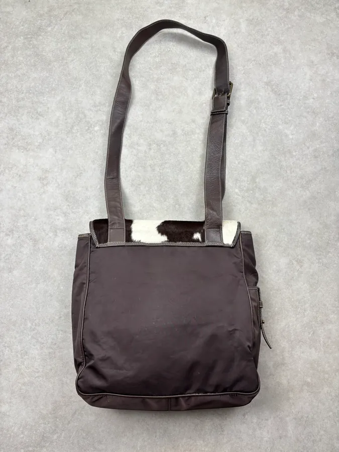 AW2004 Dolce & Gabbana Brown Leather Calf Hair Shoulder Bag - Image 9
