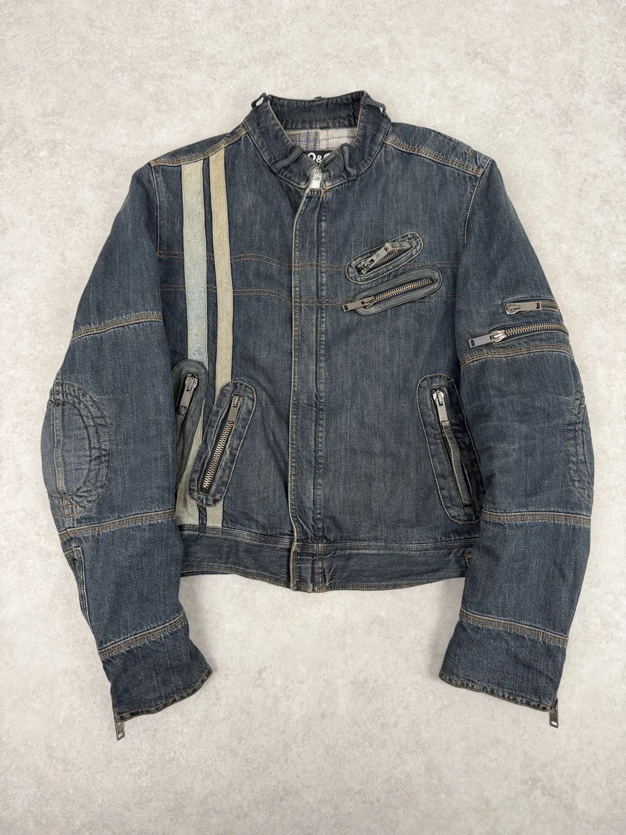 AW2004 Dolce & Gabbana Cafe Racer Biker Denim Jacket