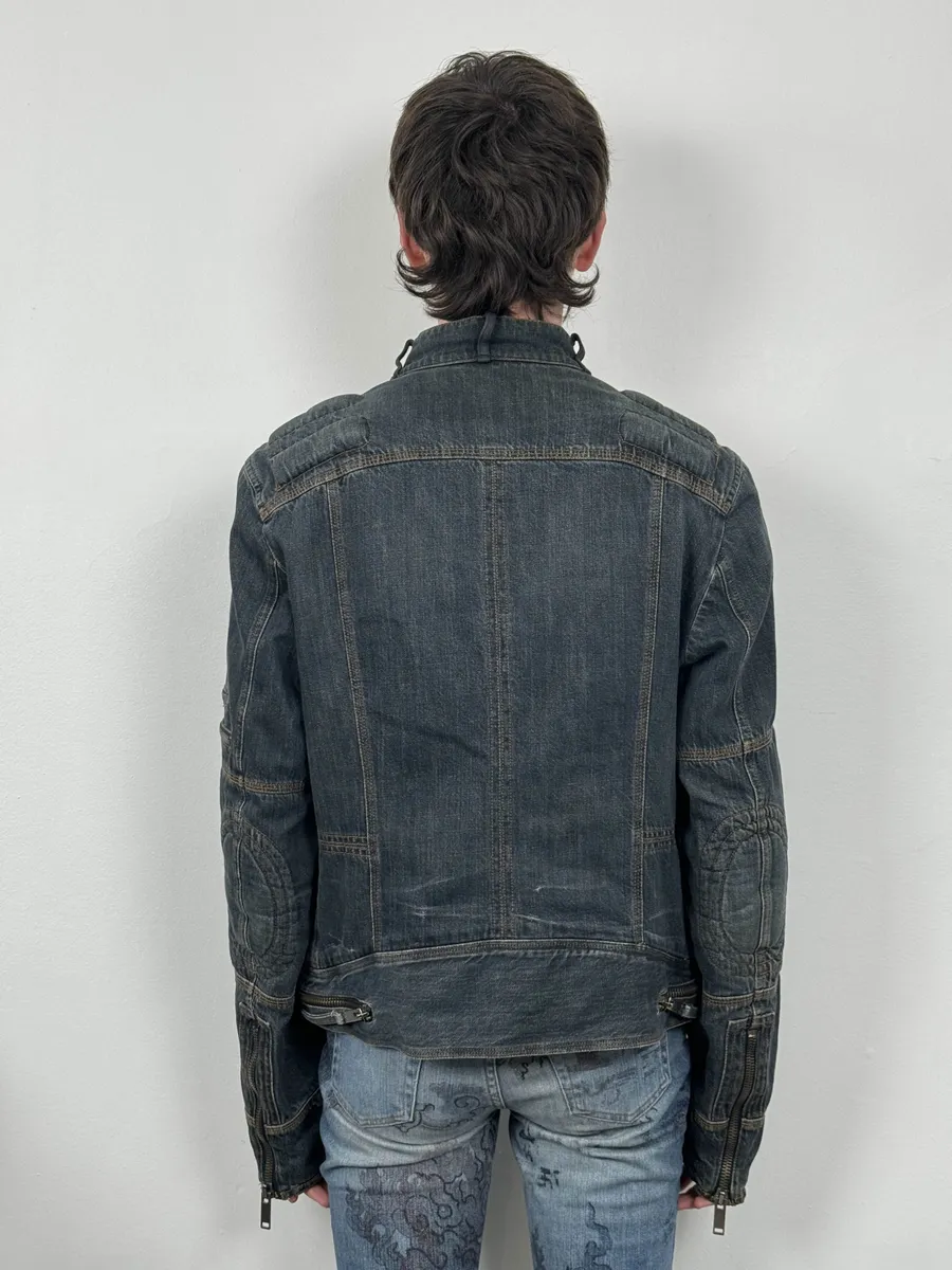 AW2004 Dolce & Gabbana Cafe Racer Biker Denim Jacket - Image 3