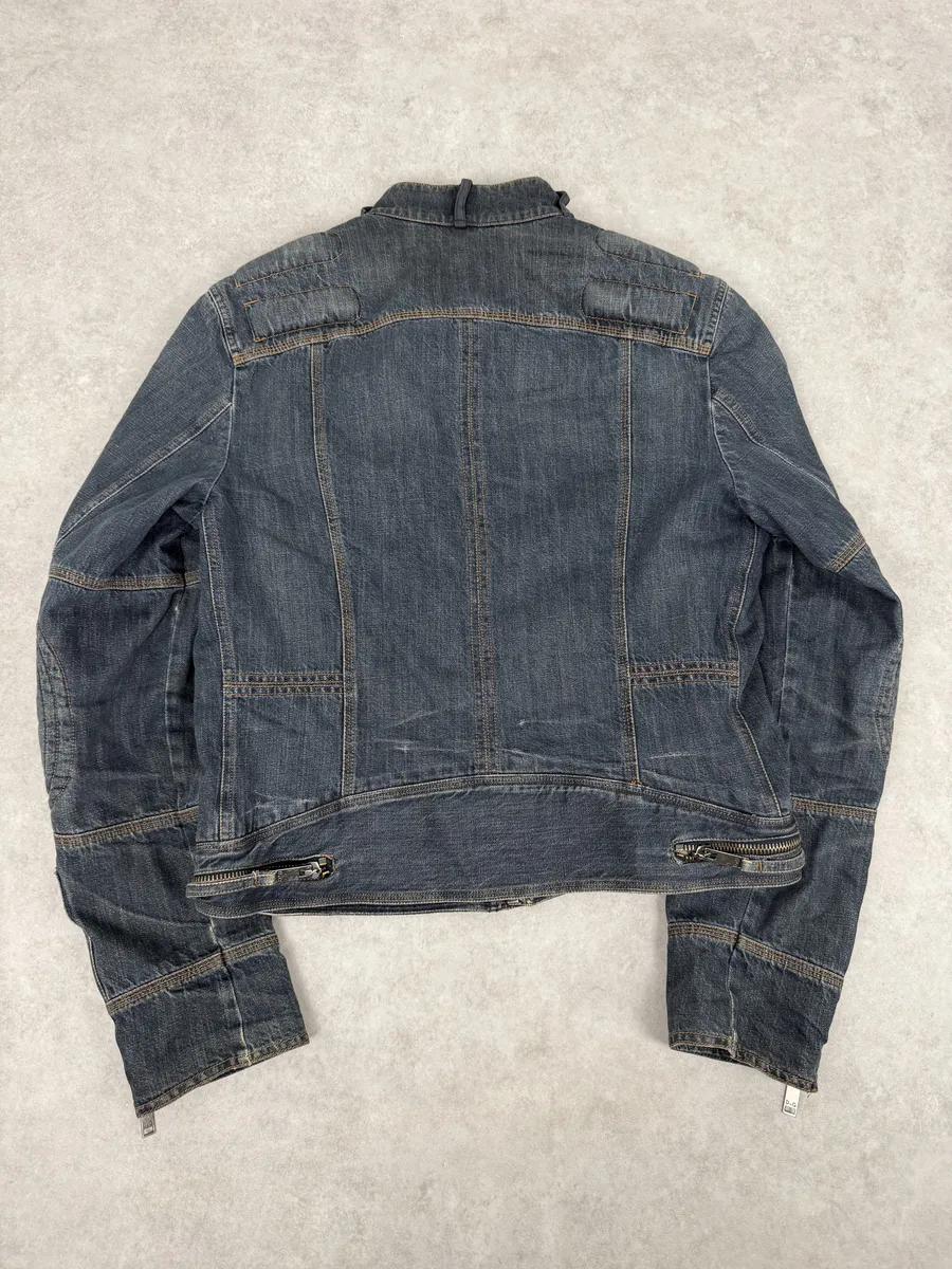 AW2004 Dolce & Gabbana Cafe Racer Biker Denim Jacket - Image 4