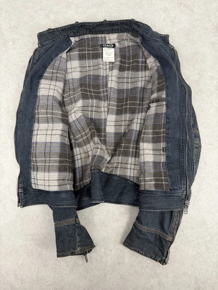 AW2004 Dolce & Gabbana Cafe Racer Biker Denim Jacket - Image 5
