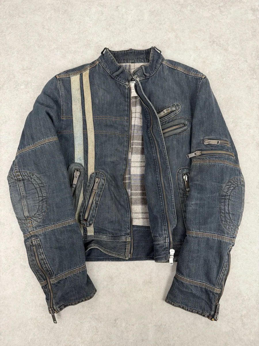 AW2004 Dolce & Gabbana Cafe Racer Biker Denim Jacket - Image 6