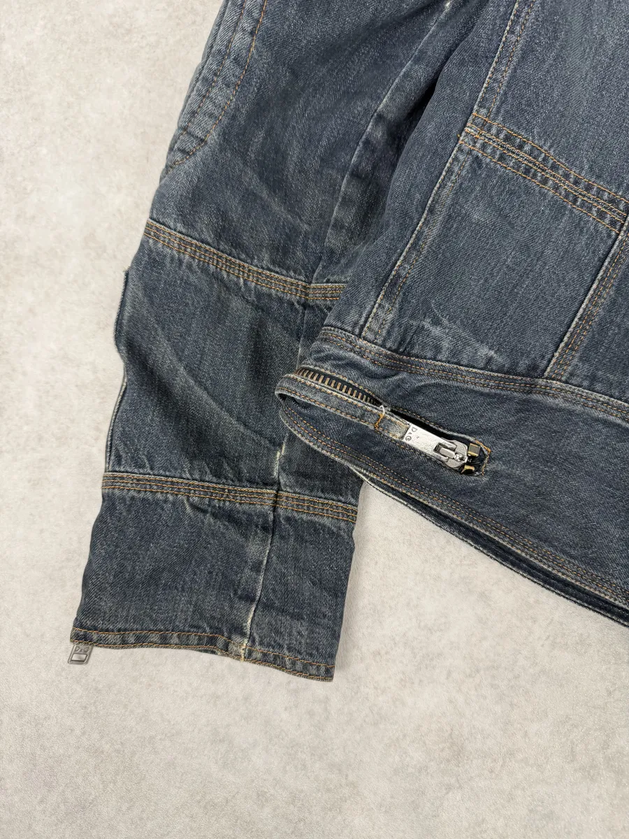 AW2004 Dolce & Gabbana Cafe Racer Biker Denim Jacket - Image 8