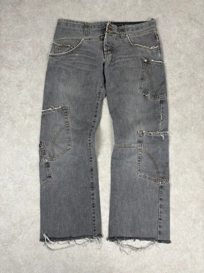 AW2004 Dolce & Gabbana Cargo Asymmetrical Denim Jeans