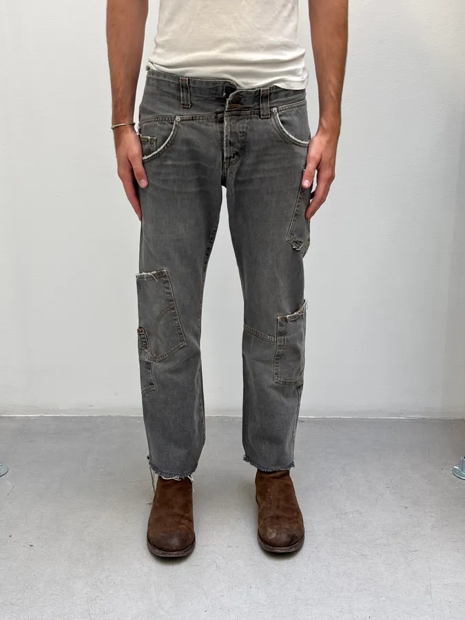 AW2004 Dolce & Gabbana Cargo Asymmetrical Denim Jeans - Image 2
