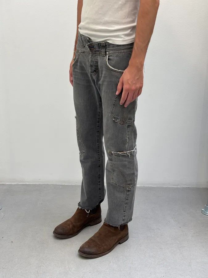 AW2004 Dolce & Gabbana Cargo Asymmetrical Denim Jeans - Image 3