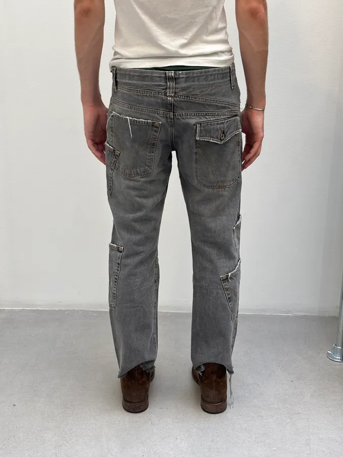 AW2004 Dolce & Gabbana Cargo Asymmetrical Denim Jeans - Image 4