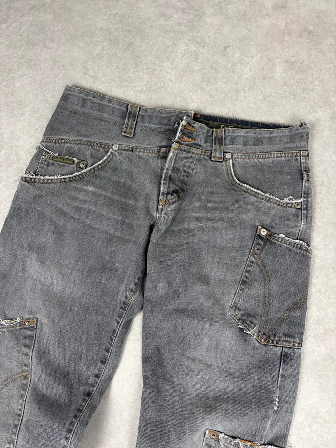 AW2004 Dolce & Gabbana Cargo Asymmetrical Denim Jeans - Image 5