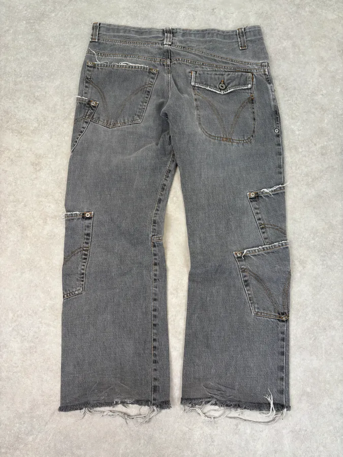AW2004 Dolce & Gabbana Cargo Asymmetrical Denim Jeans - Image 6