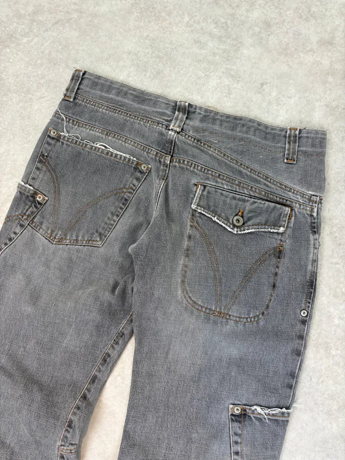 AW2004 Dolce & Gabbana Cargo Asymmetrical Denim Jeans - Image 7