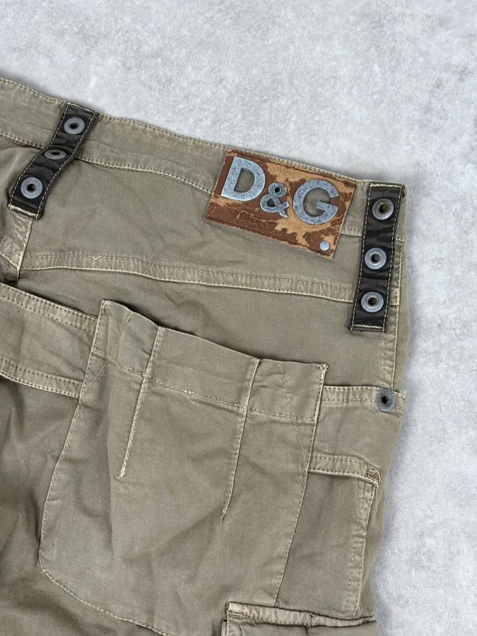 AW2004 Dolce & Gabbana Cargo Parachute Beige Pants - Image 8