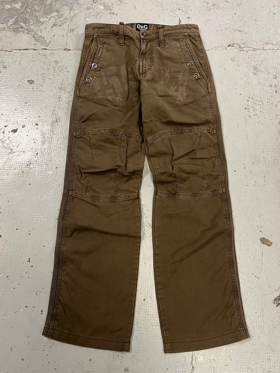 AW2004 Dolce & Gabbana Double Pocket Military Brown Pants - Image 5