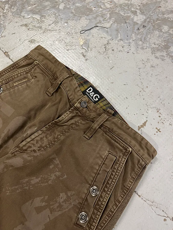 AW2004 Dolce & Gabbana Double Pocket Military Brown Pants - Image 6