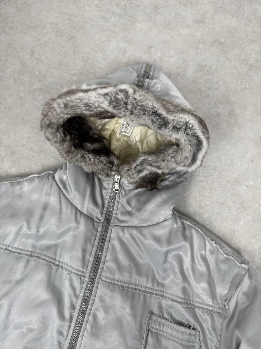 AW2004 Dolce & Gabbana Grey Aviator Patchwork Bomber Jacket - Image 14