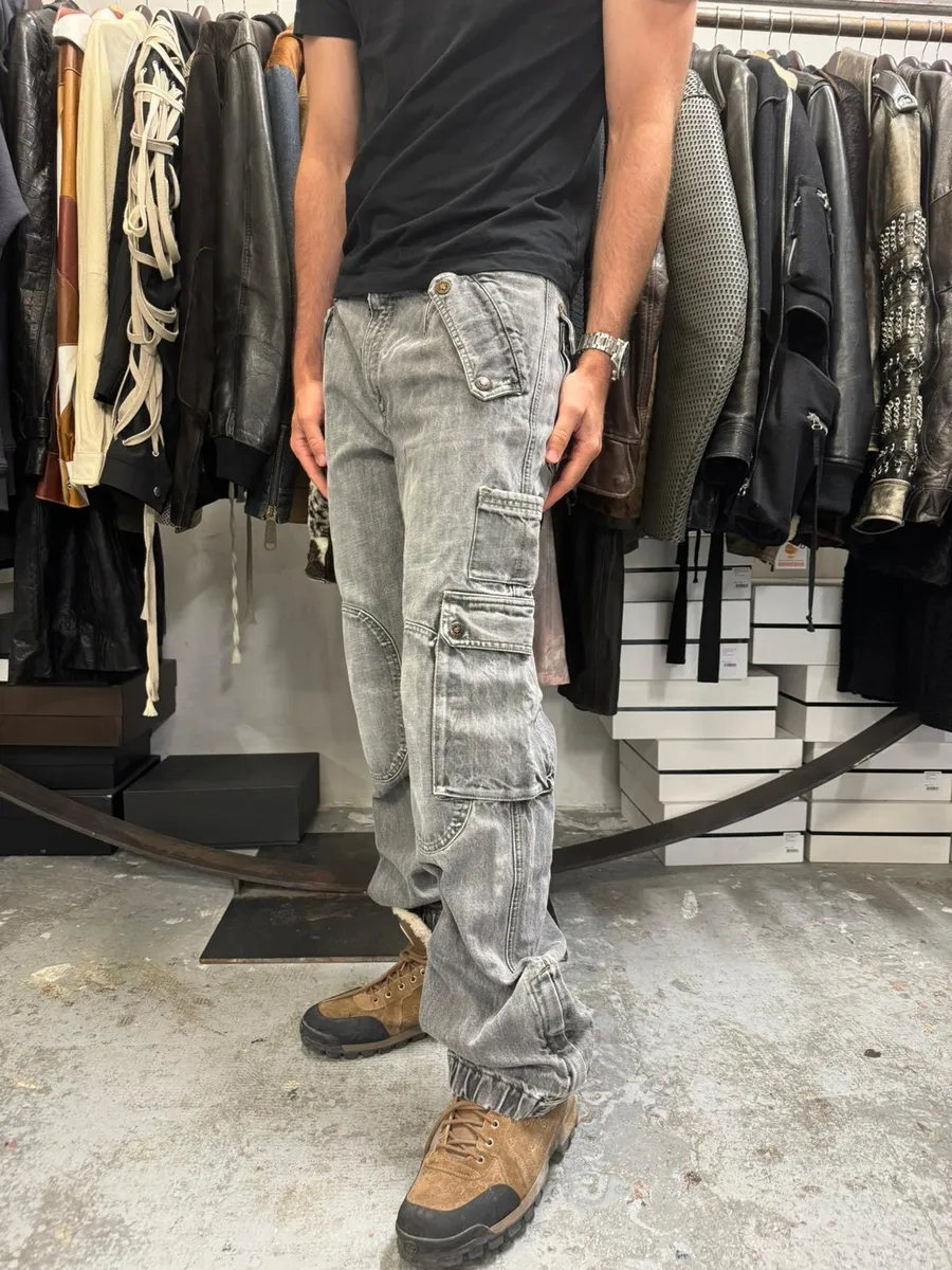 AW2004 Dolce & Gabbana Grey Cargo Double Knee Denim Jeans - Image 3