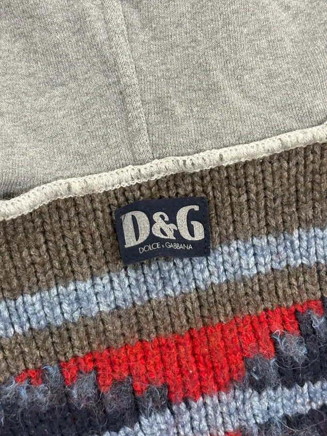 AW2004 Dolce & Gabbana Grey Wool Eagle Intarsia Zip Hoodie - Image 12