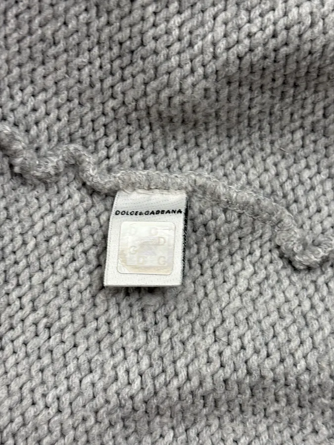 AW2004 Dolce & Gabbana Grey Wool Eagle Intarsia Zip Hoodie - Image 13