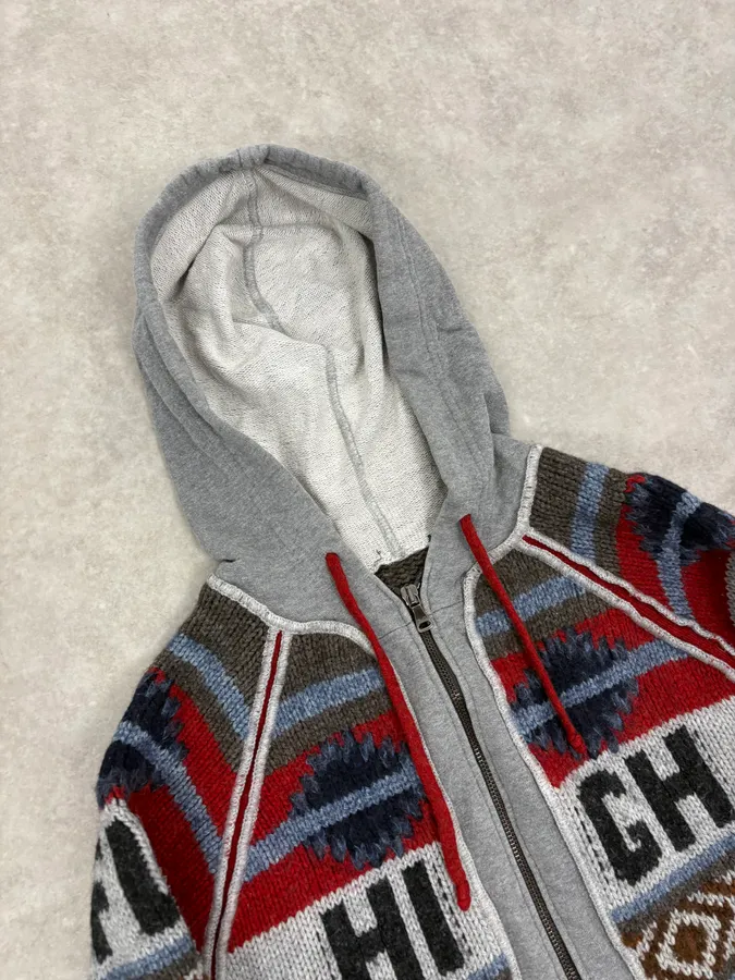 AW2004 Dolce & Gabbana Grey Wool Eagle Intarsia Zip Hoodie - Image 6