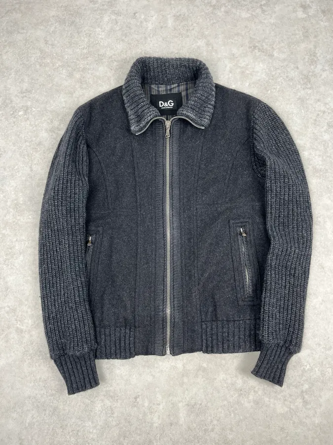 AW2004 Dolce & Gabbana Grey Wool Zip-up Jacket