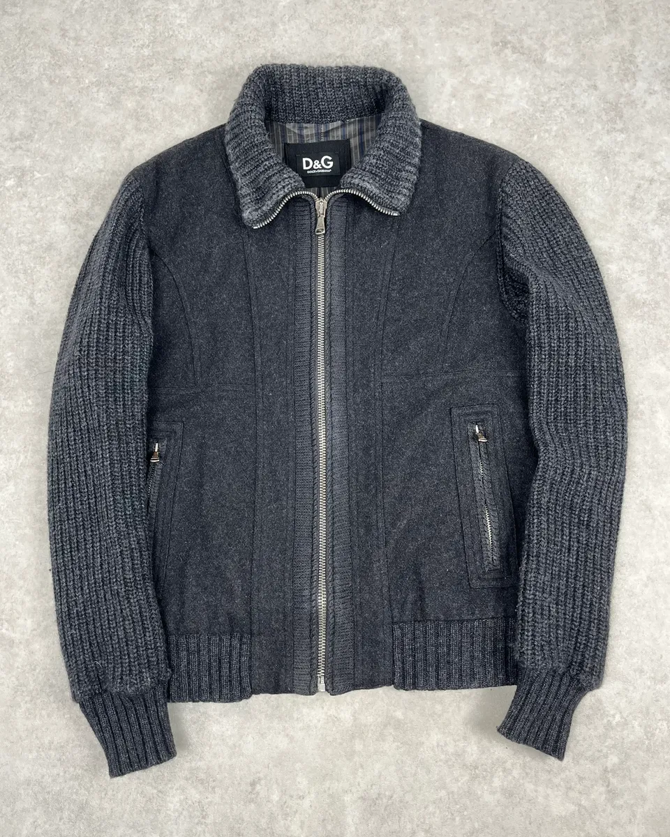 AW2004 Dolce & Gabbana Grey Wool Zip-up Jacket - Image 4
