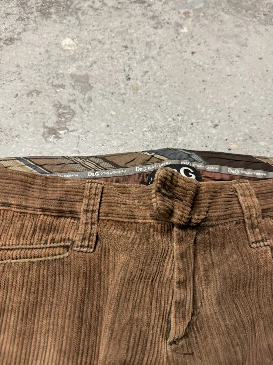 AW2004 Dolce & Gabbana Hybrid Brown Velvet Blue Distressed Denim Jeans - Image 6