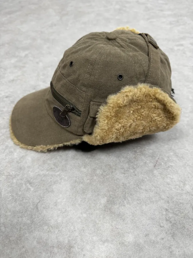AW2004 Dolce & Gabbana Khaki Shearling Cap - Image 3