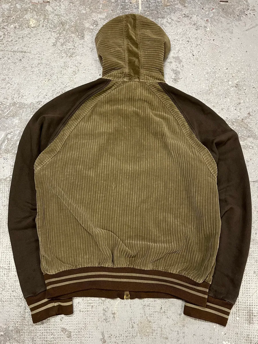 AW2004 Dolce & Gabbana Khaki Velvet Hooded Zip-up Sweater - Image 4