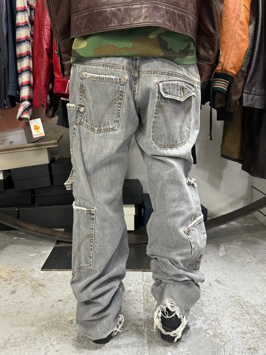 AW2004 Dolce & Gabbana Multi Pockets Cargo Grey Denim Jeans - Image 4