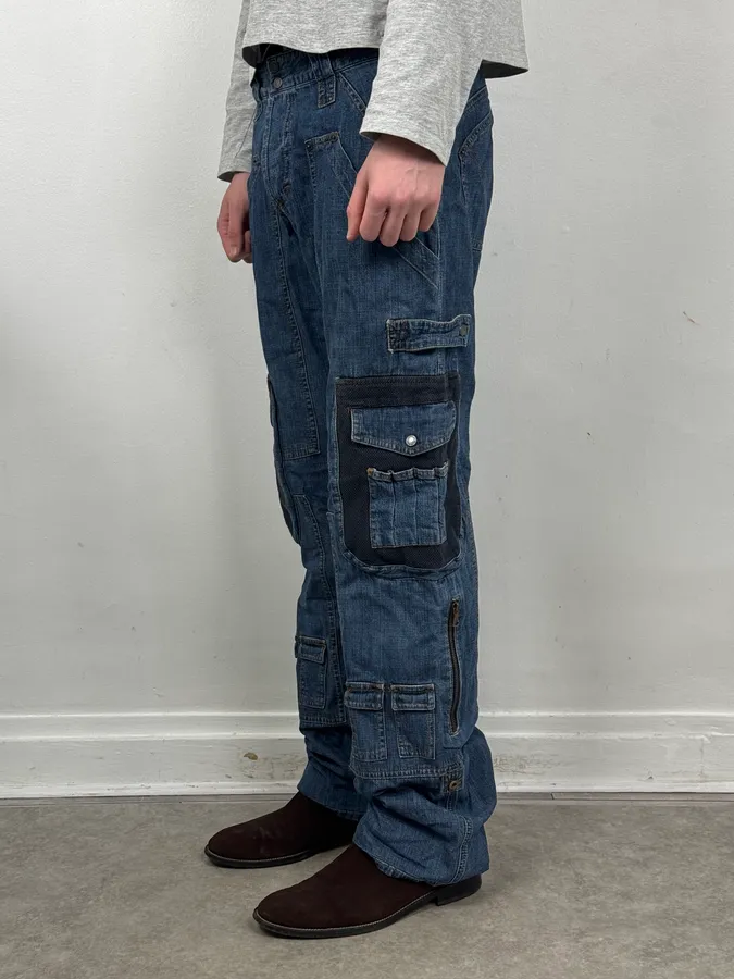 AW2004 Dolce & Gabbana Navy Denim Cargo Jeans - Image 3