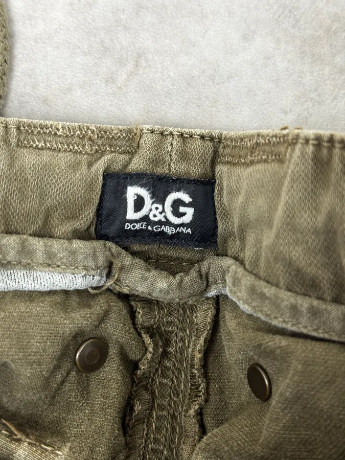 AW2004 Dolce & Gabbana Olive Green Multi Pockets Cargo Pants - Image 12