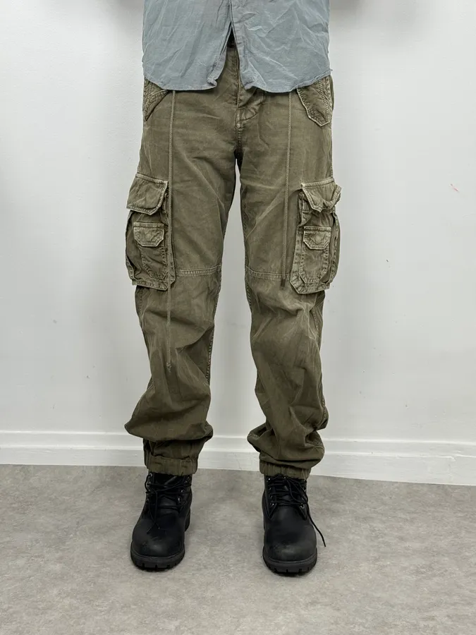 AW2004 Dolce & Gabbana Olive Green Multi Pockets Cargo Pants - Image 2