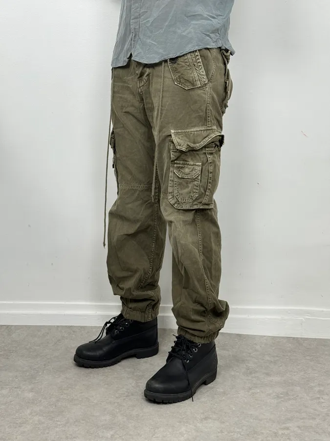 AW2004 Dolce & Gabbana Olive Green Multi Pockets Cargo Pants - Image 3