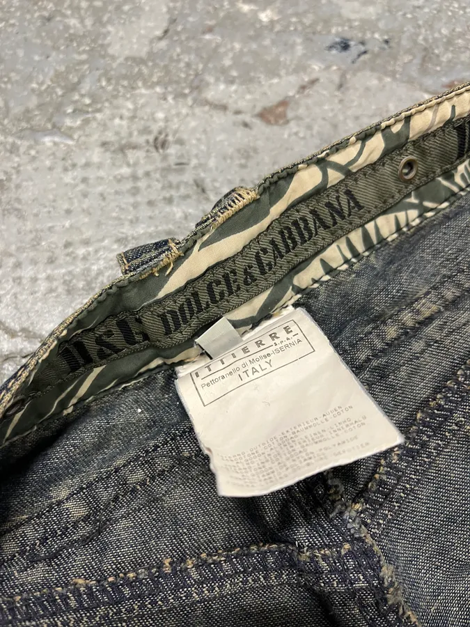 AW2004 Dolce & Gabbana Parachute Bondage Denim Blue Cargo Shorts - Image 13