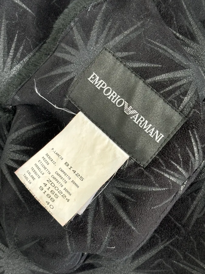 AW2004 Emporio Armani Black Stars Contemporary Reversible Long Coat - Image 17