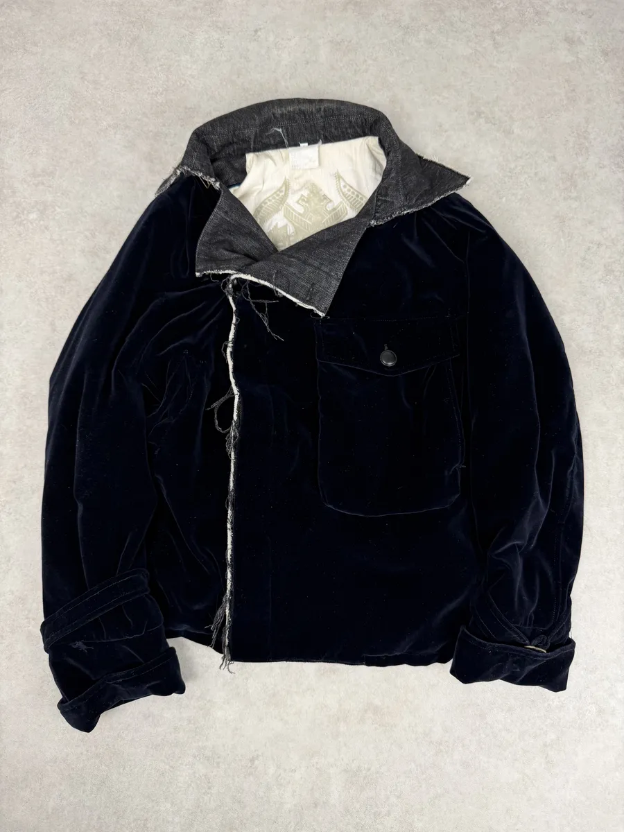 AW2004 Gianfranco Ferré Navy Velvet Officer Jacket